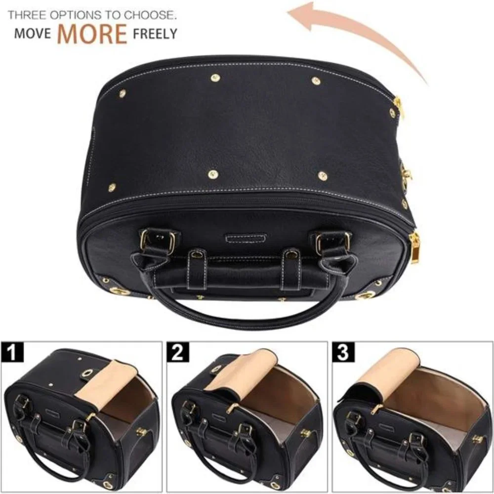 Pet Carrier Foldable Waterproof PU Leather Pet Travel Portable Bag